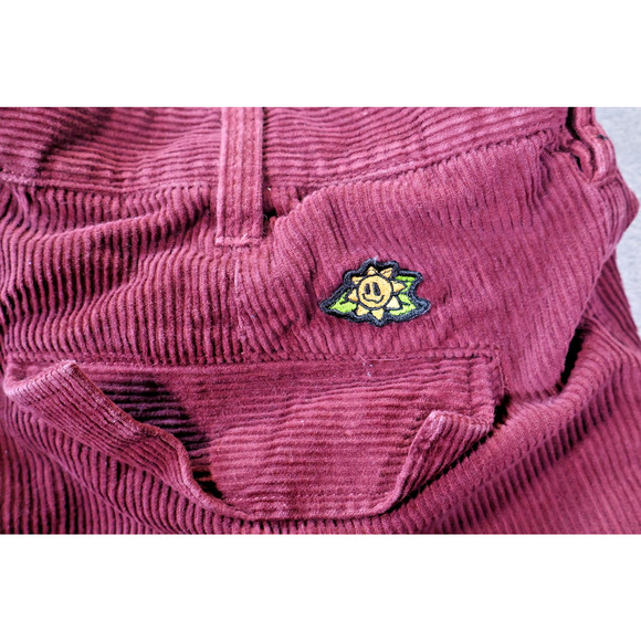 Vans Corduroy Cargo Pants Mens 36 Burgundy Maroon Embroidered Patch Skateboard - Picture 5 of 10